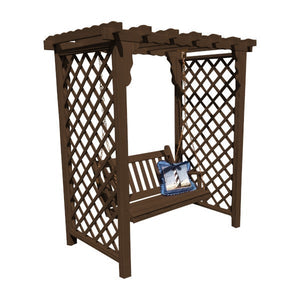 Yellow Pine Covington Arbor & Swing Porch Swing 5ft / Walnut Stain