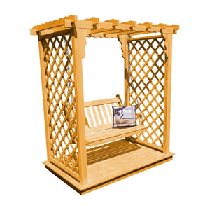 Yellow Pine Covington Arbor with Deck & Swing Porch Swing 5ft / Natural Stain