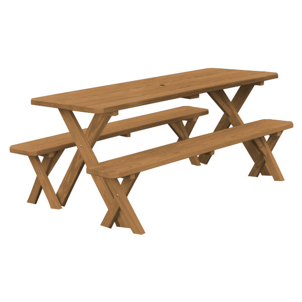 Yellow Pine Cross Legged Picnic Table with 2 Benches Size 6ft, 8ft Picnic Table