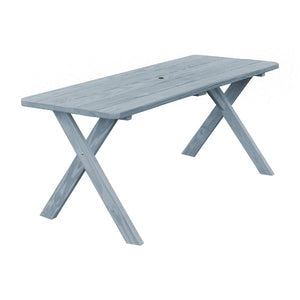 Yellow Pine Crossleg Table - Size 6ft & 8ft Outdoor Tables 6ft / Gray Stain / Include Standard Size Umbrella Hole