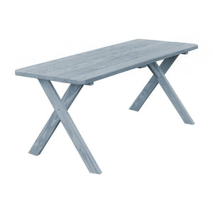 Yellow Pine Crossleg Table - Size 6ft & 8ft Outdoor Tables 6ft / Gray Stain / Without Umbrella Hole