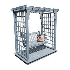 Yellow Pine Lexington Arbor with Deck & Swing Porch Swing 5ft / Gray Stain
