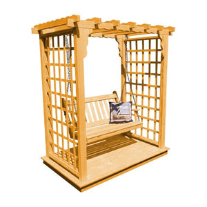 Yellow Pine Lexington Arbor with Deck & Swing Porch Swing 5ft / Natural Stain