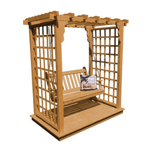 Yellow Pine Lexington Arbor with Deck & Swing Porch Swing 5ft / Oak Stain