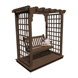 Yellow Pine Lexington Arbor with Deck & Swing Porch Swing 5ft / Walnut Stain
