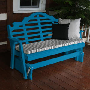 Yellow Pine Marlboro Glider Outdoor Glider 5ft / Caribbean Blue Paint