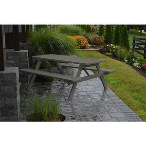 A & L Furniture Yellow Pine Picnic Table with Attached Benches Size 6ft and 8ft Picnic Table 6ft / Unfinished / No