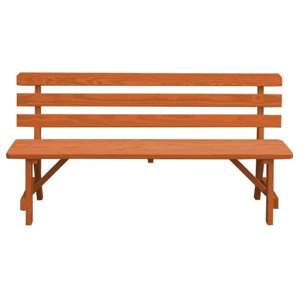 Yellow Pine Traditional Backed Bench Size 5ft, 6ft, 8ft Garden Bench 6ft / Redwood Stain