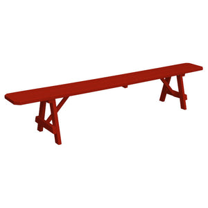 Yellow Pine Traditional Backless Bench – Size 5ft, 6ft, 8ft Picnic Bench 8ft / Tractor Red Paint