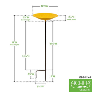 12" Lolly Embossed Birdbaths with Garden Stake Birdbath