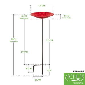 12" Lolly Embossed Birdbaths with Garden Stake Birdbath