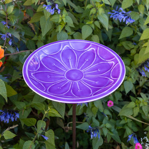 12" Lolly Embossed Birdbaths with Garden Stake Birdbath