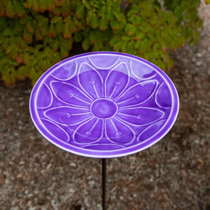 12" Lolly Embossed Birdbaths with Garden Stake Birdbath