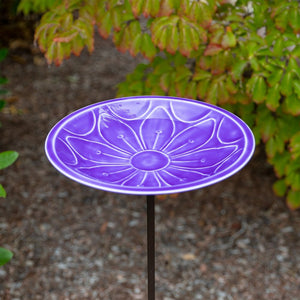 12" Lolly Embossed Birdbaths with Garden Stake Birdbath