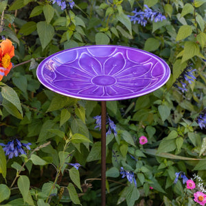 12" Lolly Embossed Birdbaths with Garden Stake Birdbath