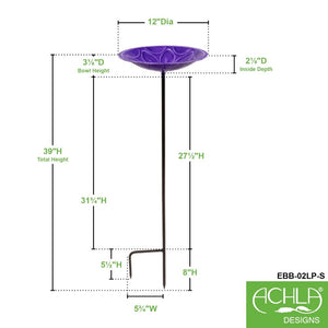12" Lolly Embossed Birdbaths with Garden Stake Birdbath