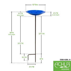 12" Lolly Embossed Birdbaths with Garden Stake Birdbath