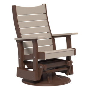 2’ Contour Swivel Glider Porch Swing Weatherwood & Chestnut Brown