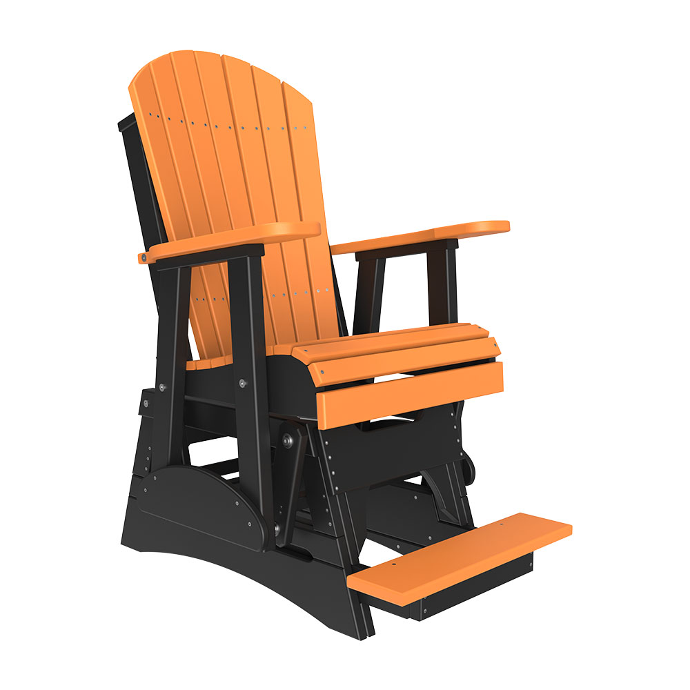 2ft Adirondack Balcony Glider Outdoor Glider 2ft / Tangerine &amp; Black