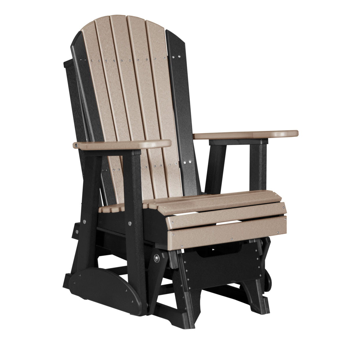 2ft Adirondack Glider Outdoor Glider 2ft / Weatherwood &amp; Black