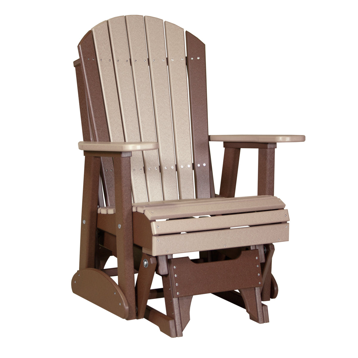2ft Adirondack Glider Outdoor Glider 2ft / Weatherwood &amp; Chestnut Brown
