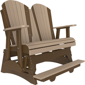 4' and 5' Adirondack Balcony Glider Outdoor Glider 4ft / Weatherwood & Chestnut Brown