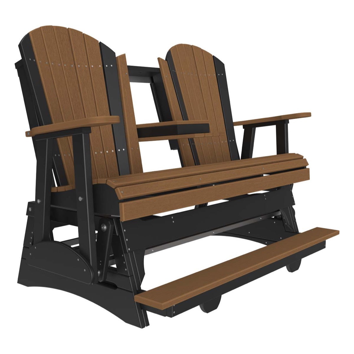 4' and 5' Adirondack Balcony Glider Outdoor Glider 5ft / Antique Mahogany &amp; Black