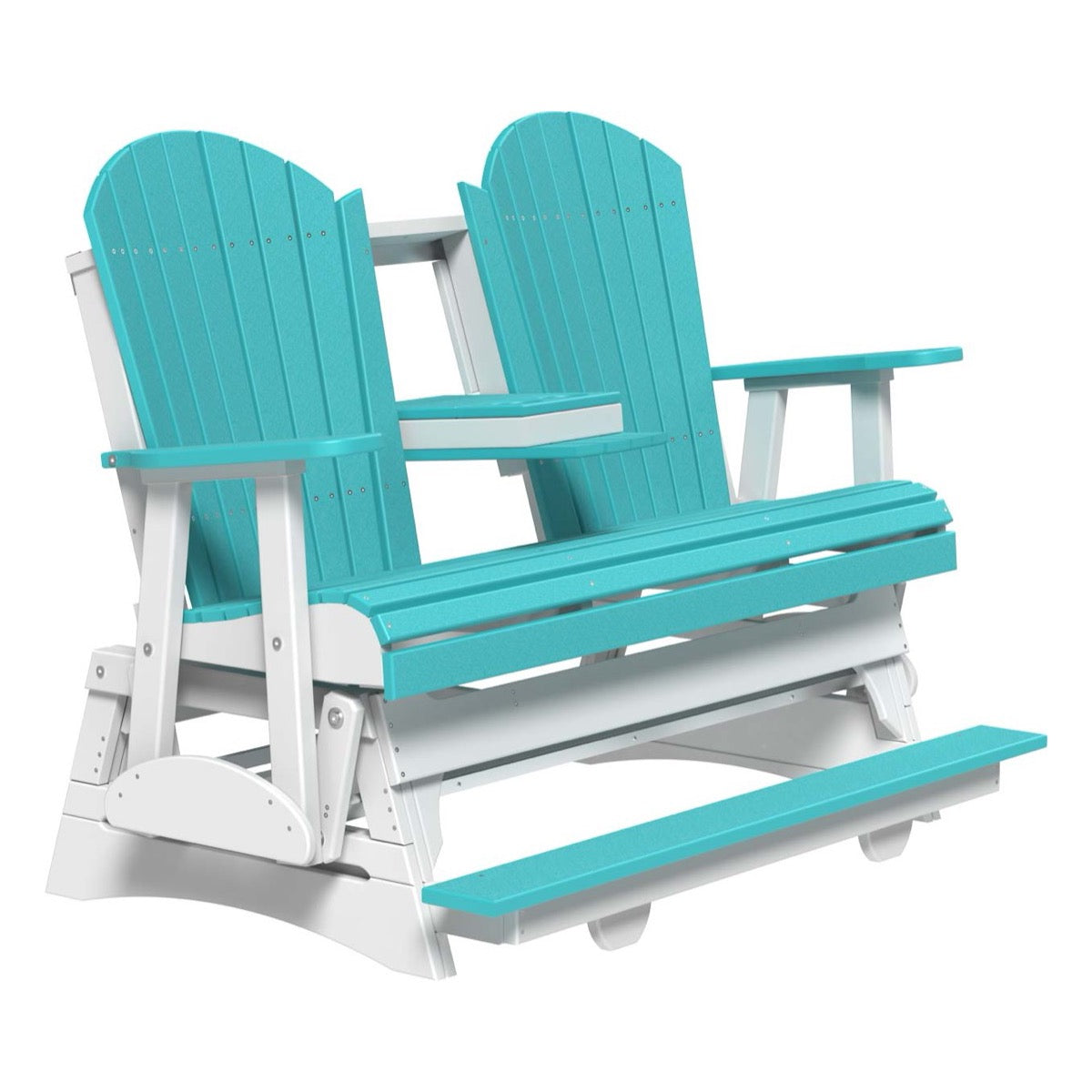4' and 5' Adirondack Balcony Glider Outdoor Glider 5ft / Aruba Blue &amp; White