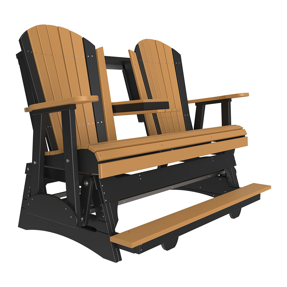 4' and 5' Adirondack Balcony Glider Outdoor Glider 5ft / Cedar &amp; Black
