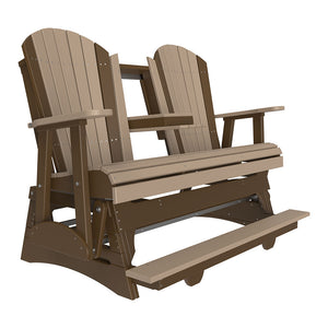 4' and 5' Adirondack Balcony Glider Outdoor Glider 5ft / Weatherwood & Chestnut Brown