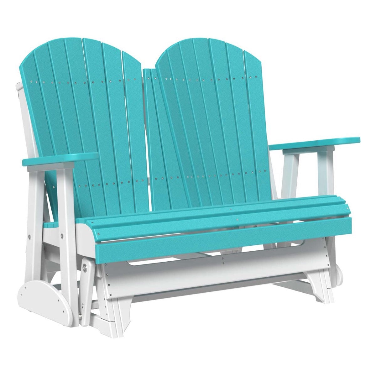 4 ft and 5ft Adirondack Glider Outdoor Glider 4ft / Aruba Blue &amp; White