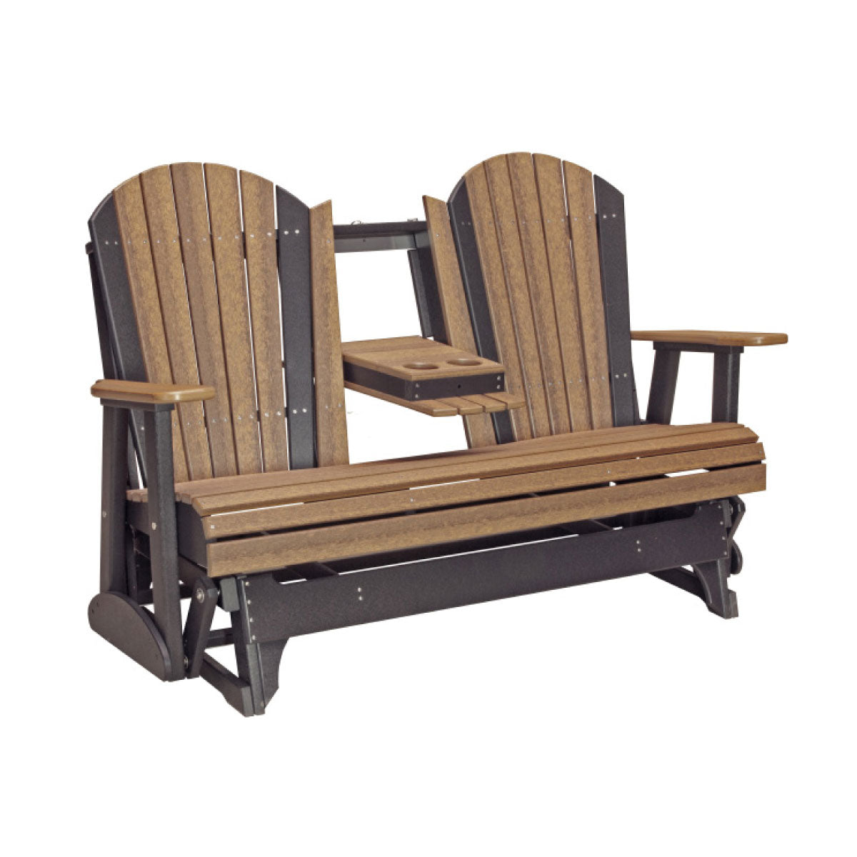 4 ft and 5ft Adirondack Glider Outdoor Glider 5ft / Antique Mahogany &amp; Black