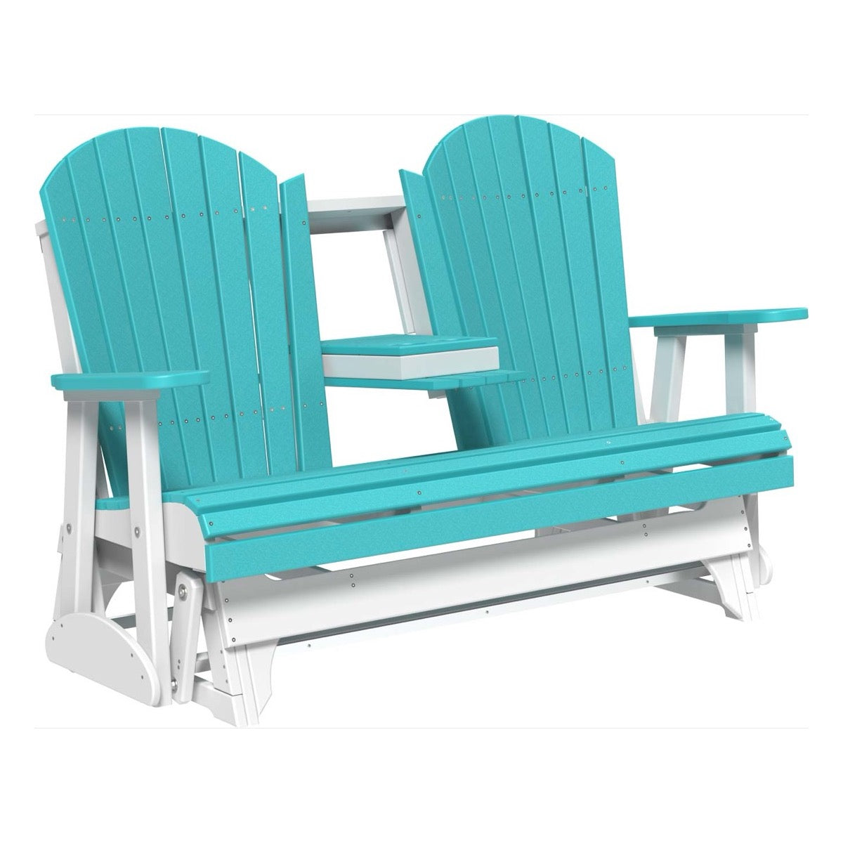 4 ft and 5ft Adirondack Glider Outdoor Glider 5ft / Aruba Blue &amp; White