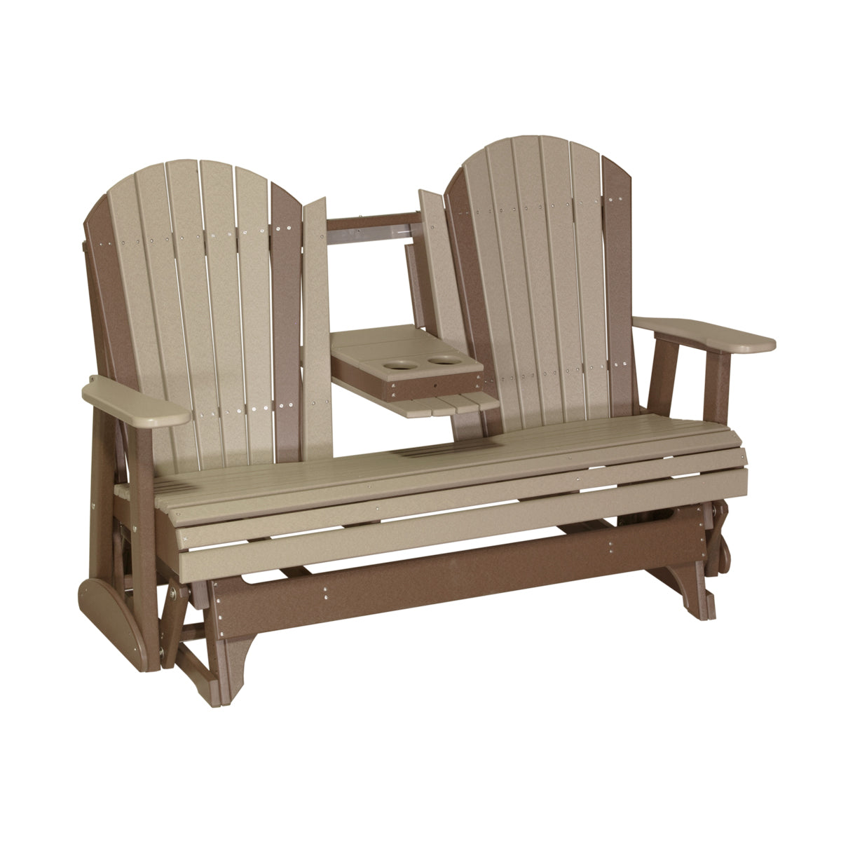 4 ft and 5ft Adirondack Glider Outdoor Glider 5ft / Weatherwood &amp; Chestnut Brown
