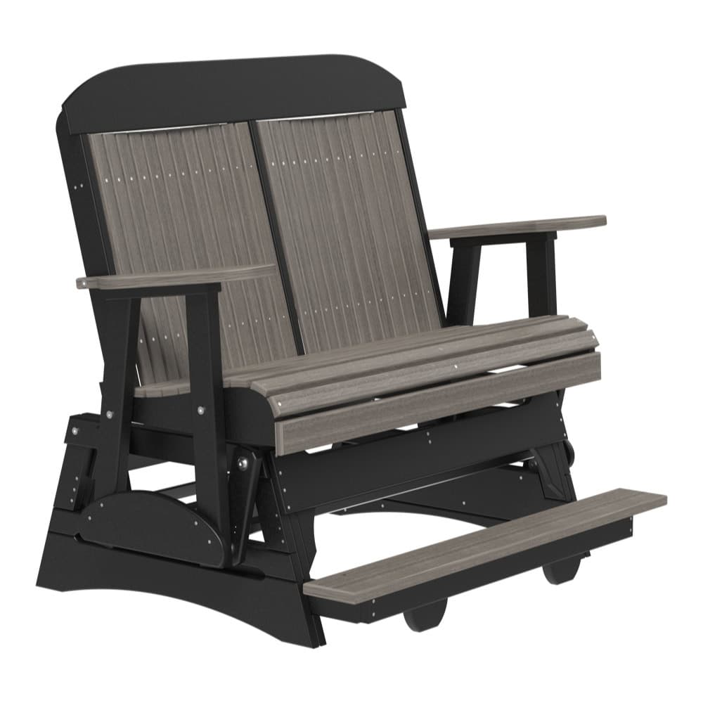 4ft and 5ft Classic Balcony Glider Outdoor Glider 4ft / Coastal Gray &amp; Black