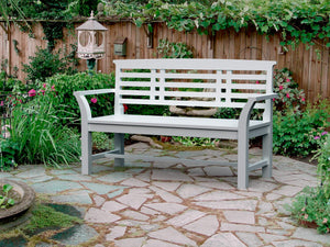 Sakura 2-Seater Teak Bench In White Finish - The Charming Bench Company
