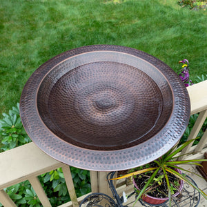 Hammered Copper Birdbath for 4x4 Post by Achla Designs