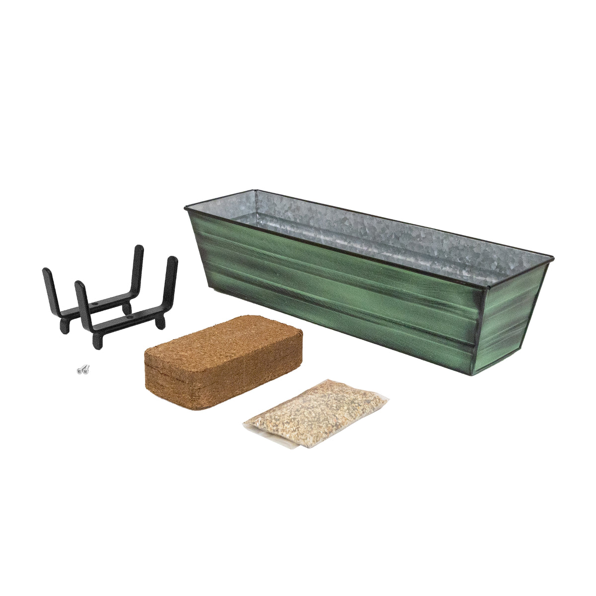 Bloom Box Garden Growing Kit, Small Green with Brackets for 2 x 4 Railings