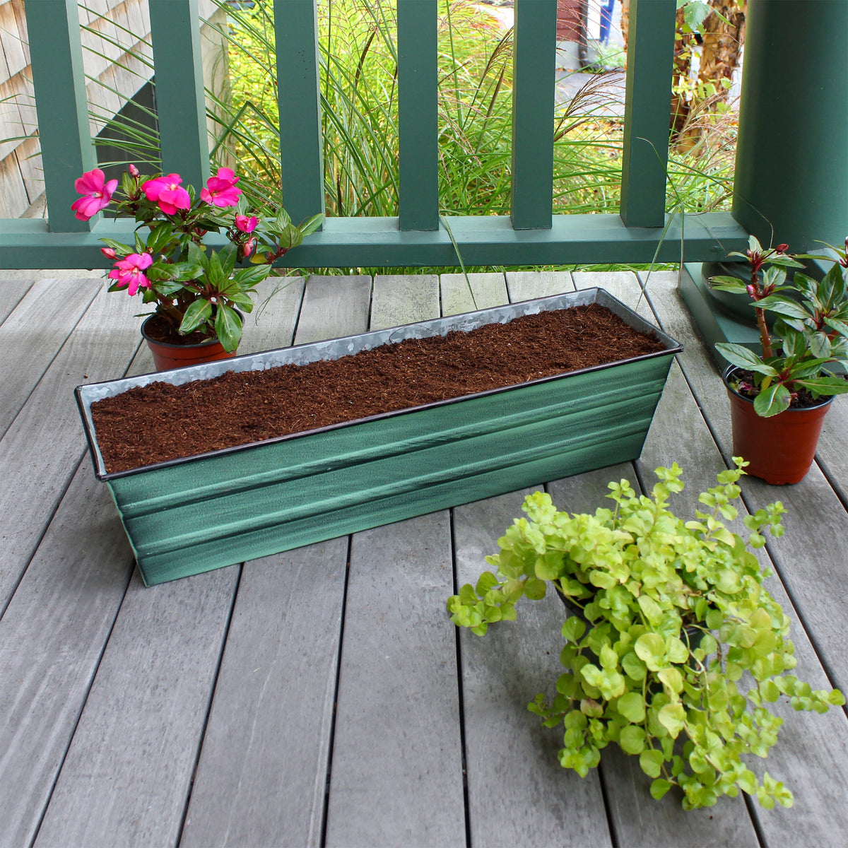 Bloom Box Garden Growing Kit, Small Green with Brackets for 2 x 4 Railings