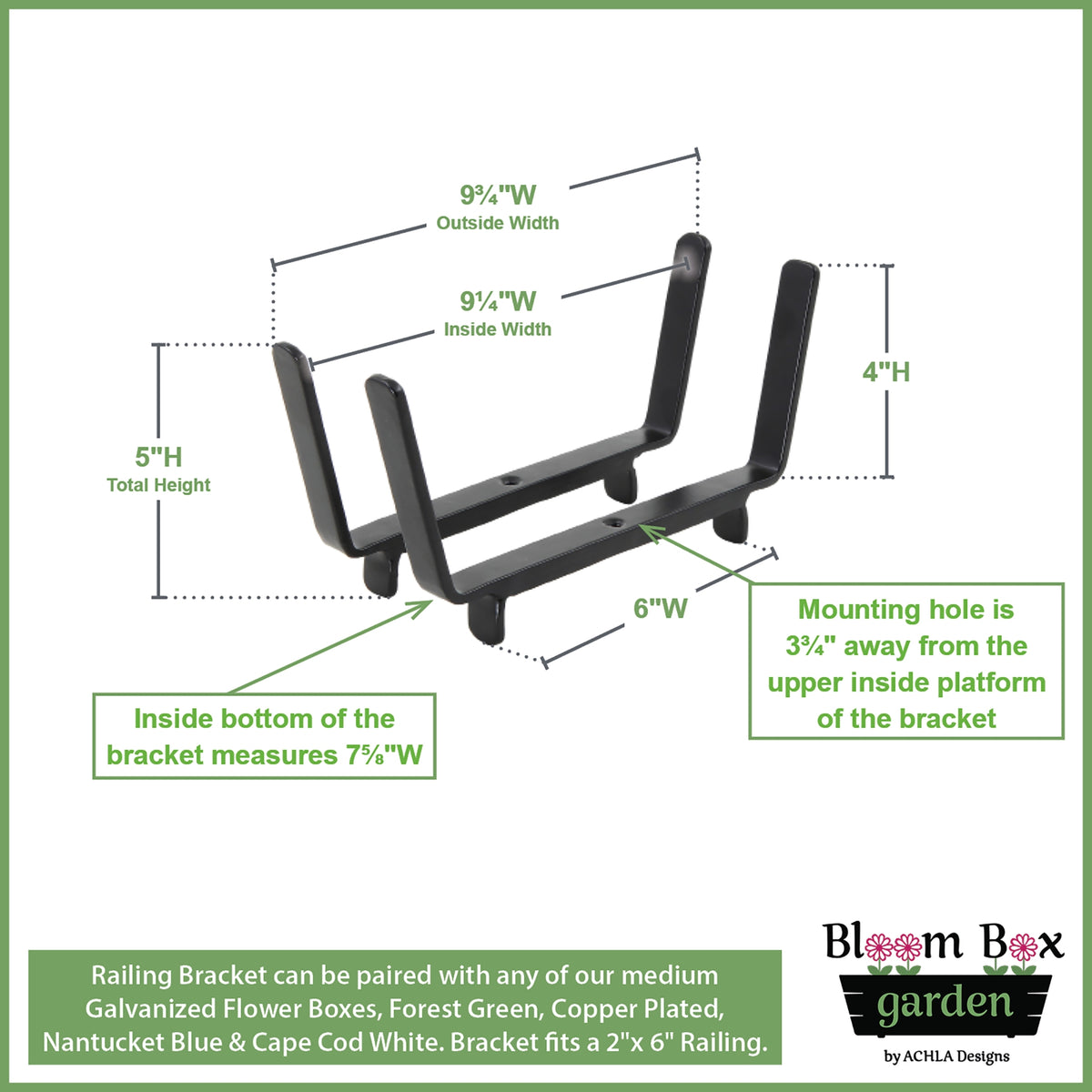 Bloom Box Garden Growing Kit, Medium White with Brackets for 2 x 6 Railings