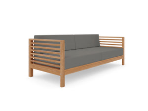 Sylvie 3-Person Teak Outdoor Sofa with Sunbrella Charcoal Cushions