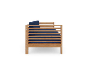 Sylvie 3-Person Teak Outdoor Sofa with Sunbrella Navy Cushions