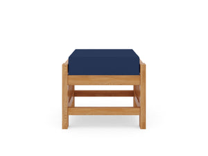 Sylvie Teak Outdoor Ottoman with Sunbrella Navy Cushion