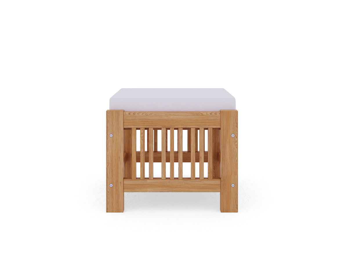 Sylvie Teak Outdoor Ottoman with Sunbrella White Cushion