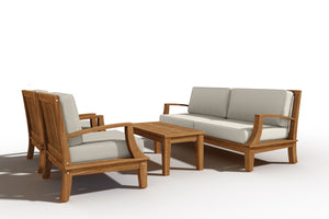 Eliane 4-Piece Teak Outdoor Patio Deep Seating Set with Sunbrella Canvas Cushions