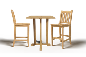 Michele 3-Piece Square Teak Outdoor Bar Height Dining Set with Chairs