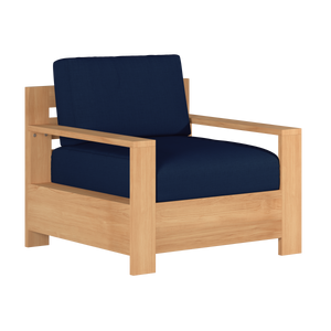 Lothair 4-Piece Teak Outdoor Patio Deep Seating Set with Sunbrella Navy Cushions