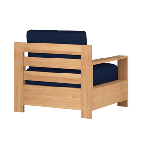 Lothair 4-Piece Teak Outdoor Patio Deep Seating Set with Sunbrella Navy Cushions