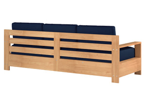Lothair 4-Piece Teak Outdoor Patio Deep Seating Set with Sunbrella Navy Cushions