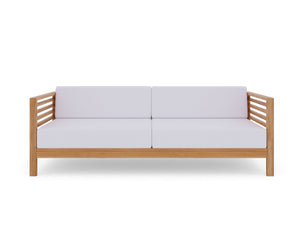 Sylvie 5-Piece Teak Outdoor Patio Deep Seating Set with Subrella White Cushions
